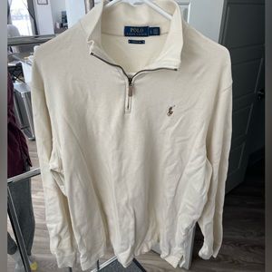White quarter zip polo Ralph Lauren sweater